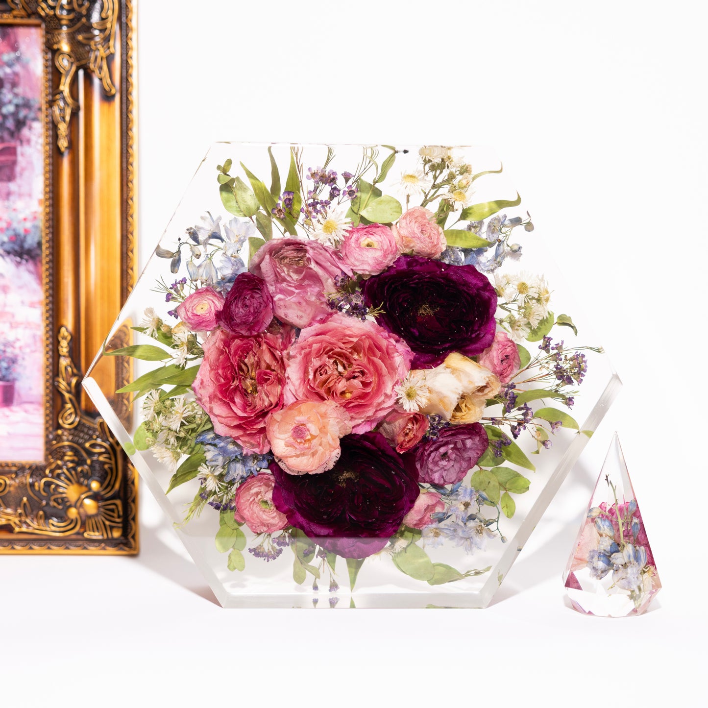 Hexagon – Resin Floral Block