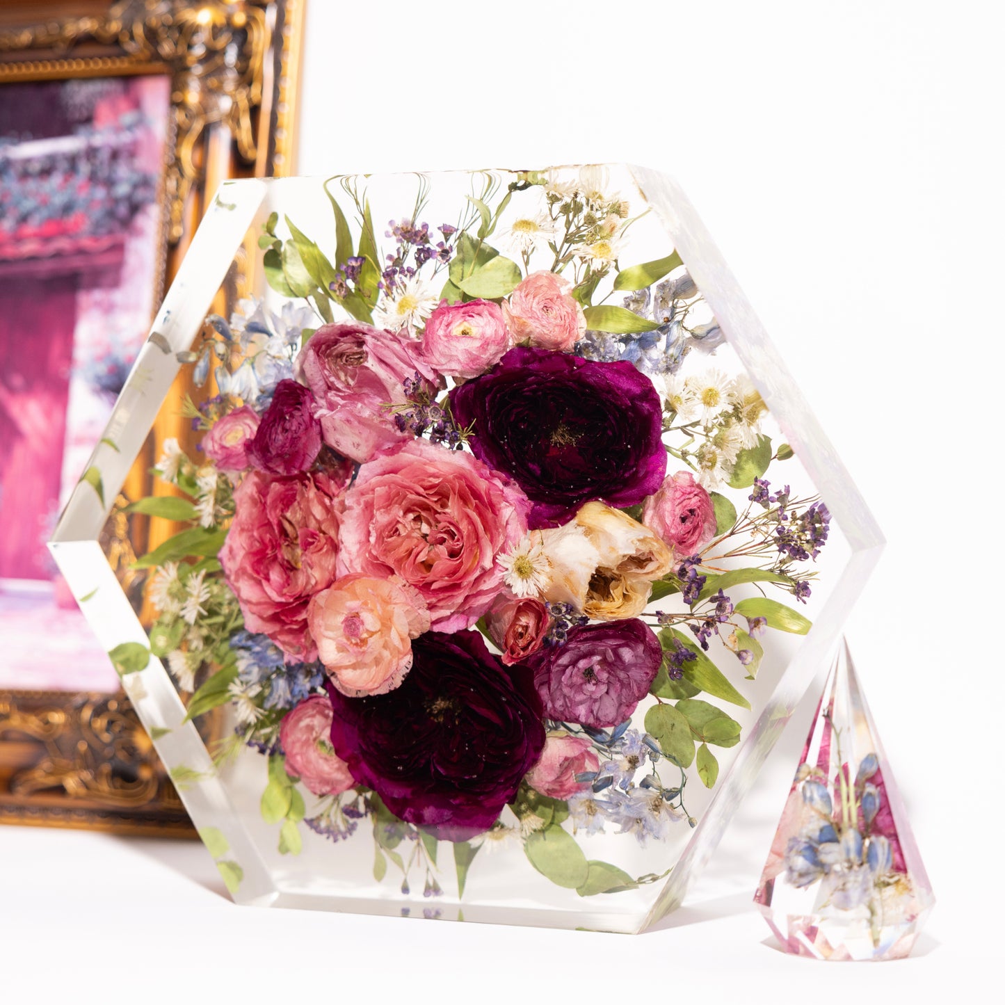 Hexagon – Resin Floral Block