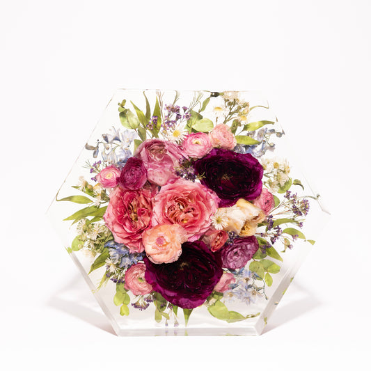 Hexagon – Resin Floral Block