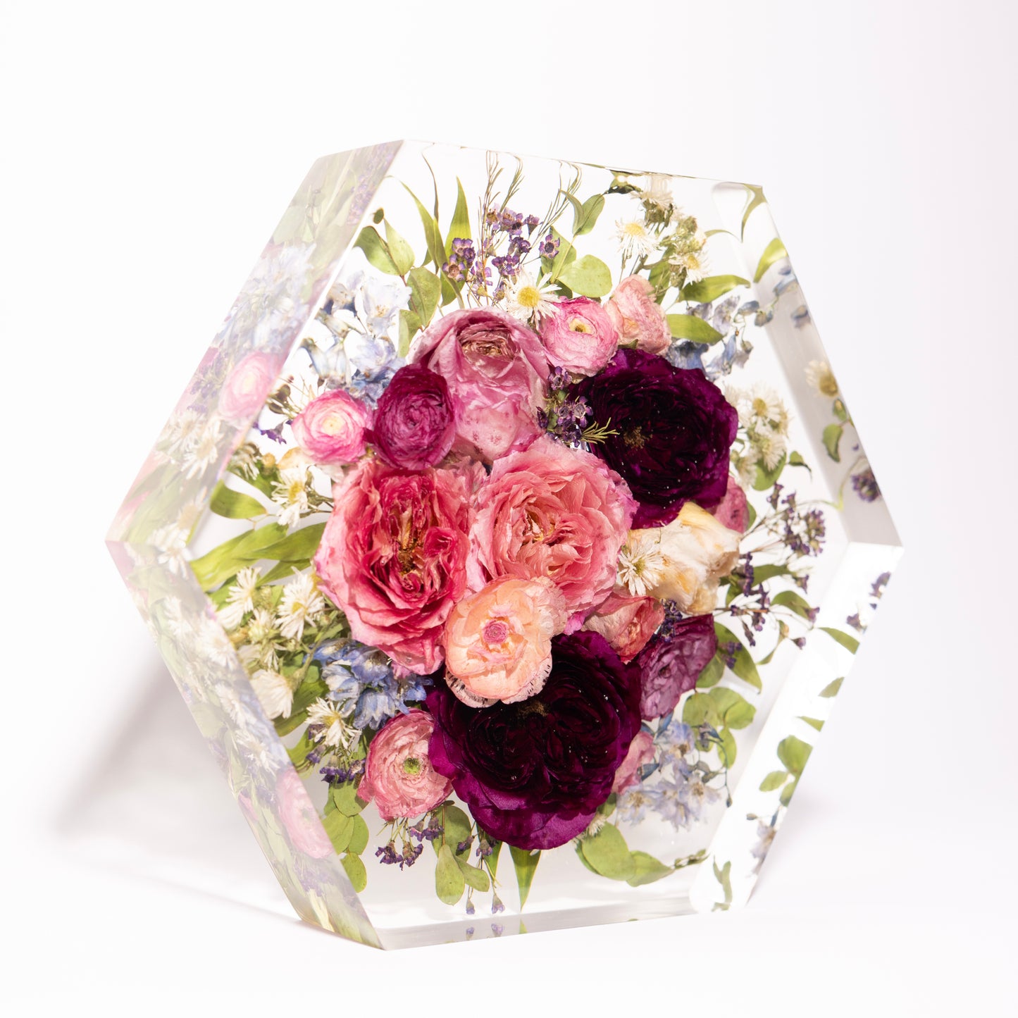 Hexagon – Resin Floral Block