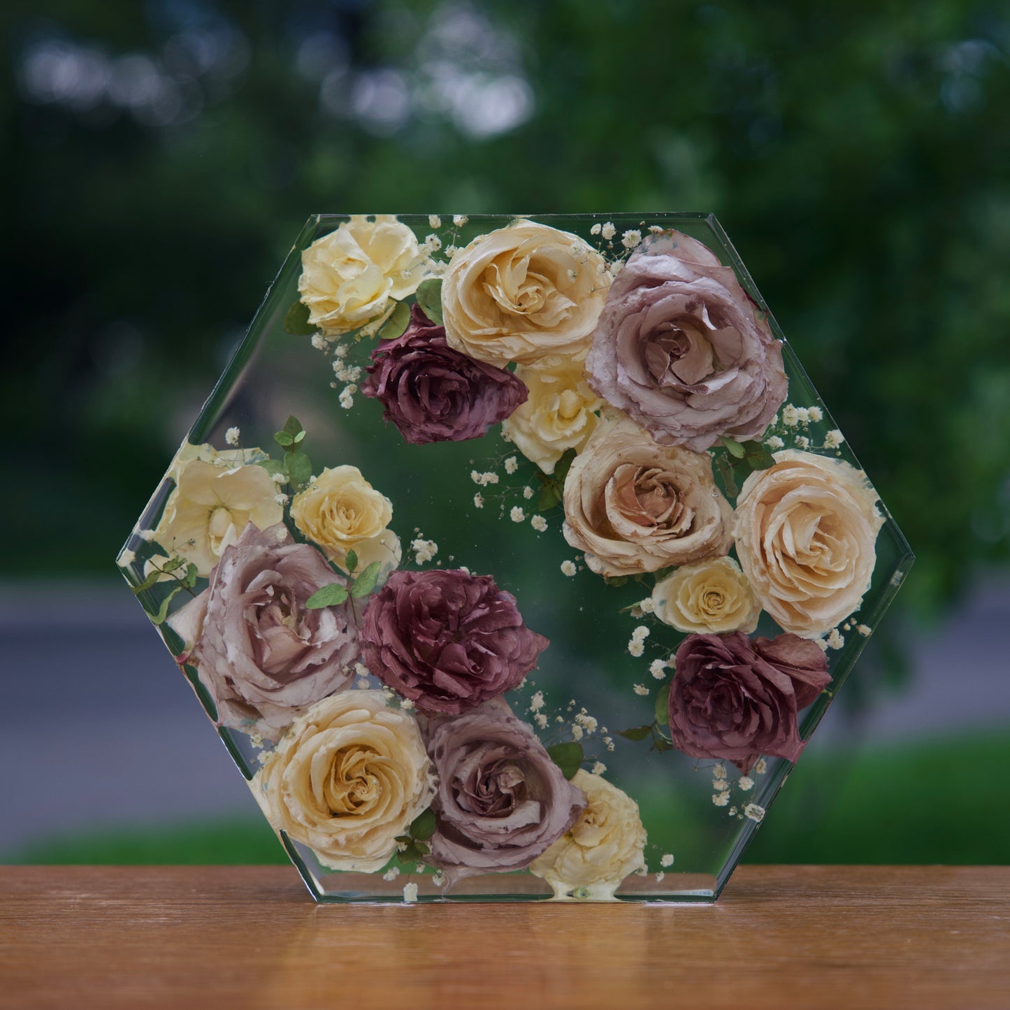 Hexagon – Resin Floral Block