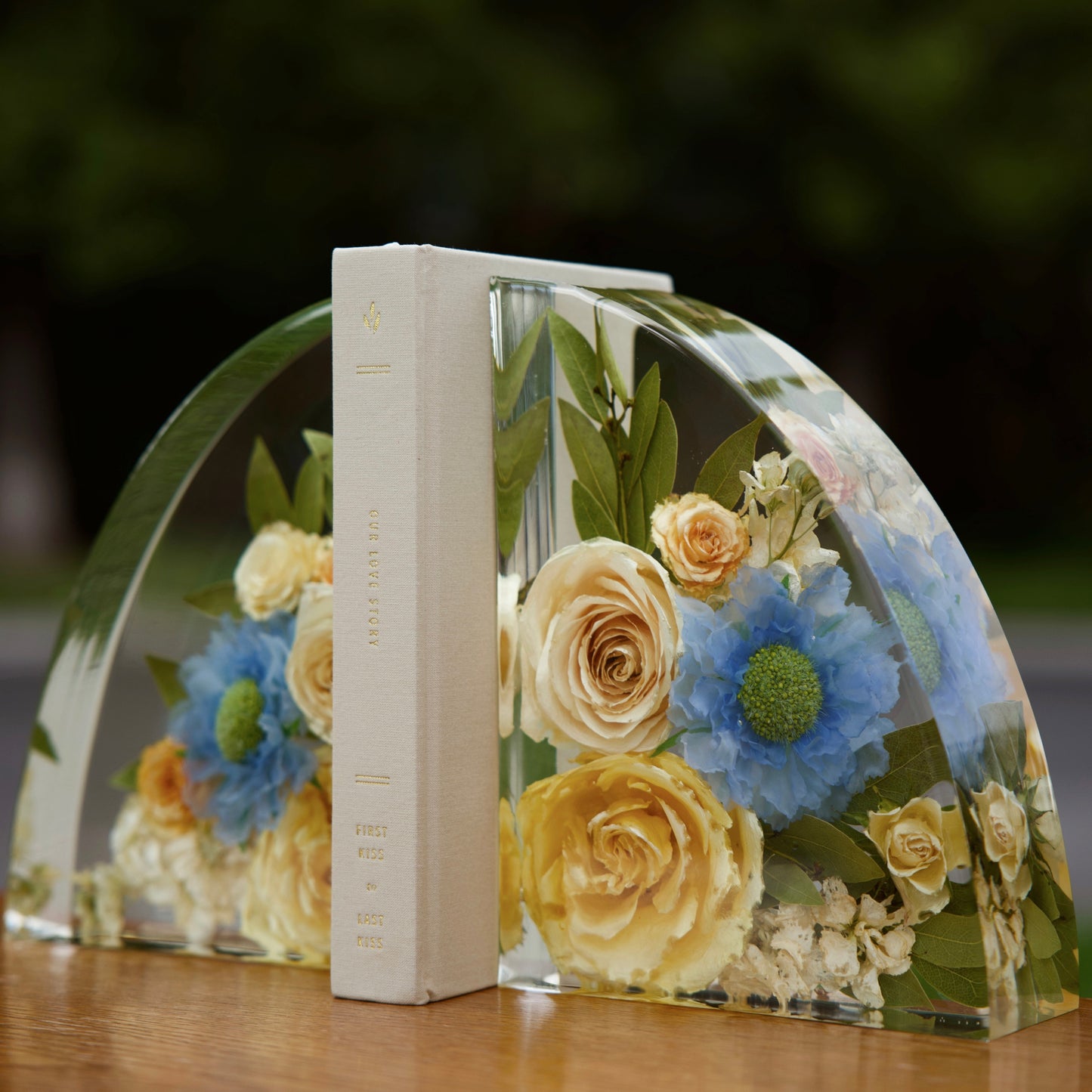 Resin Floral Bookends