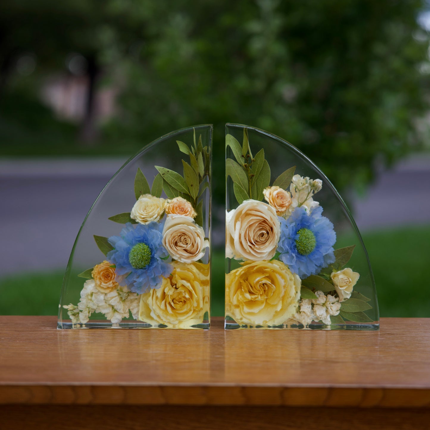 Resin Floral Bookends