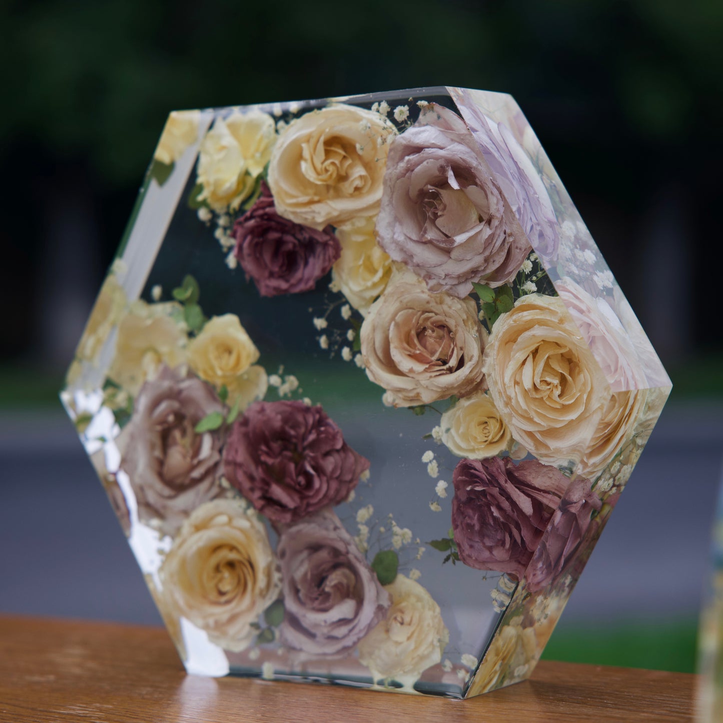 Hexagon – Resin Floral Block