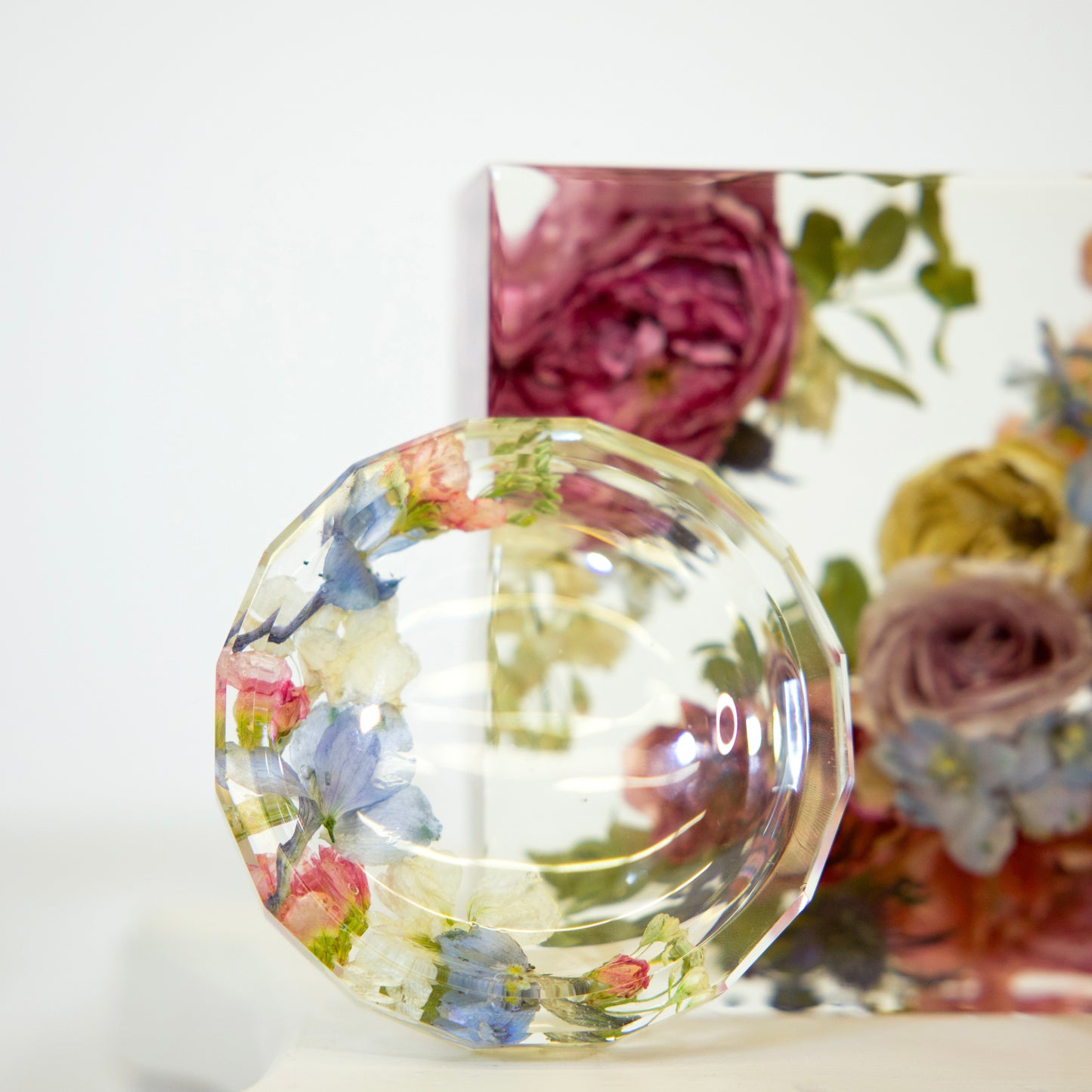 Resin Floral Jewelry Dish